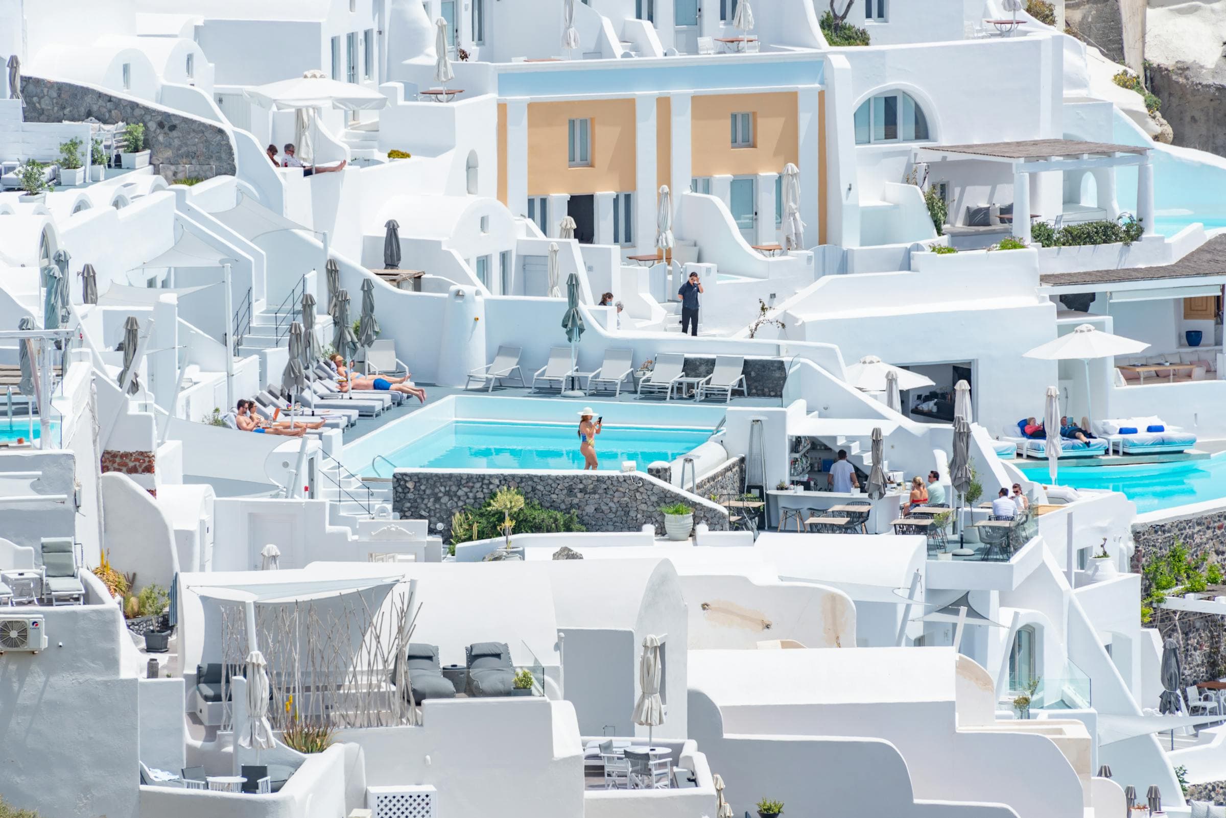 White architecture and pools of a luxury Mediterranean residence
