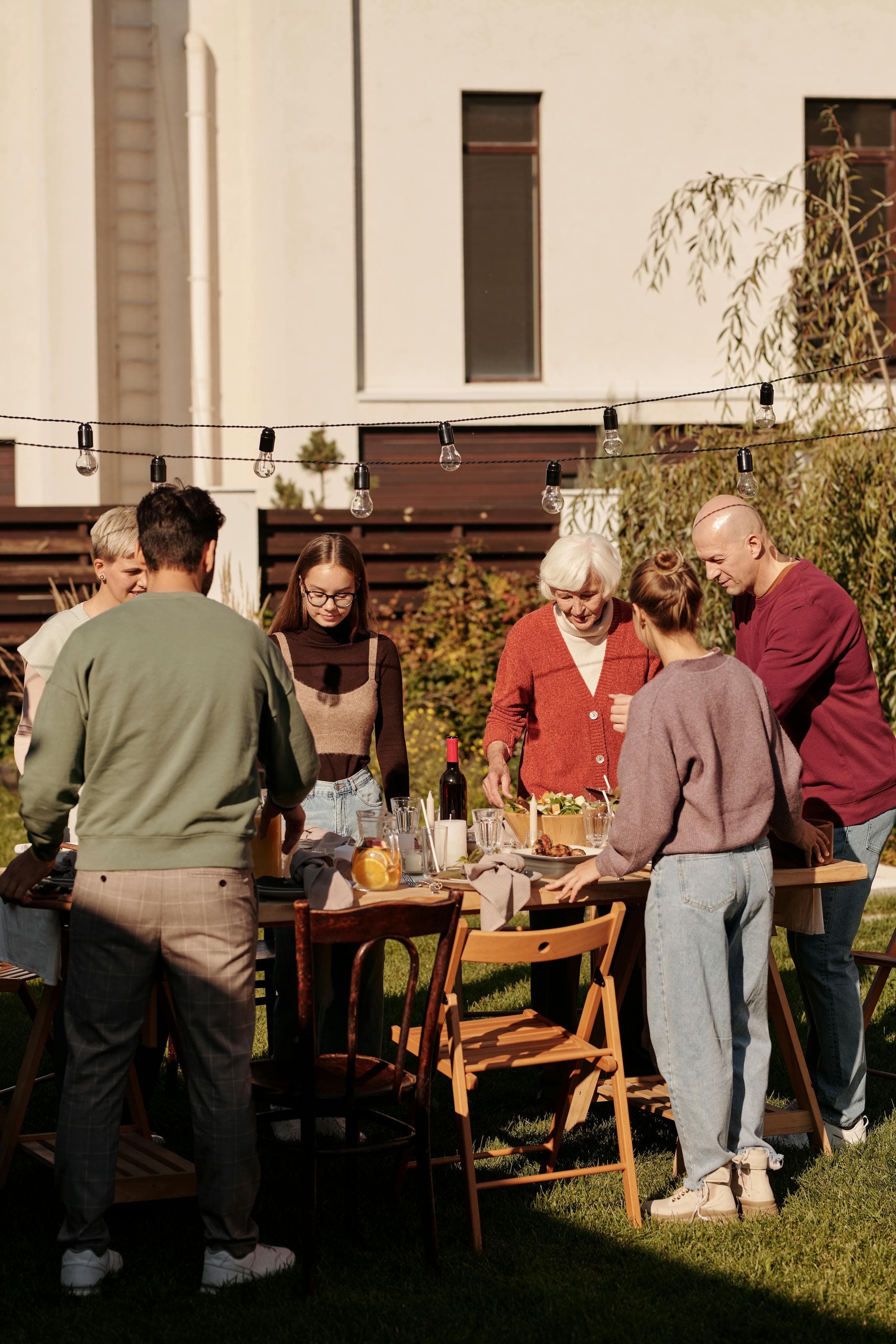 Residents gathering and socialising in their community garden