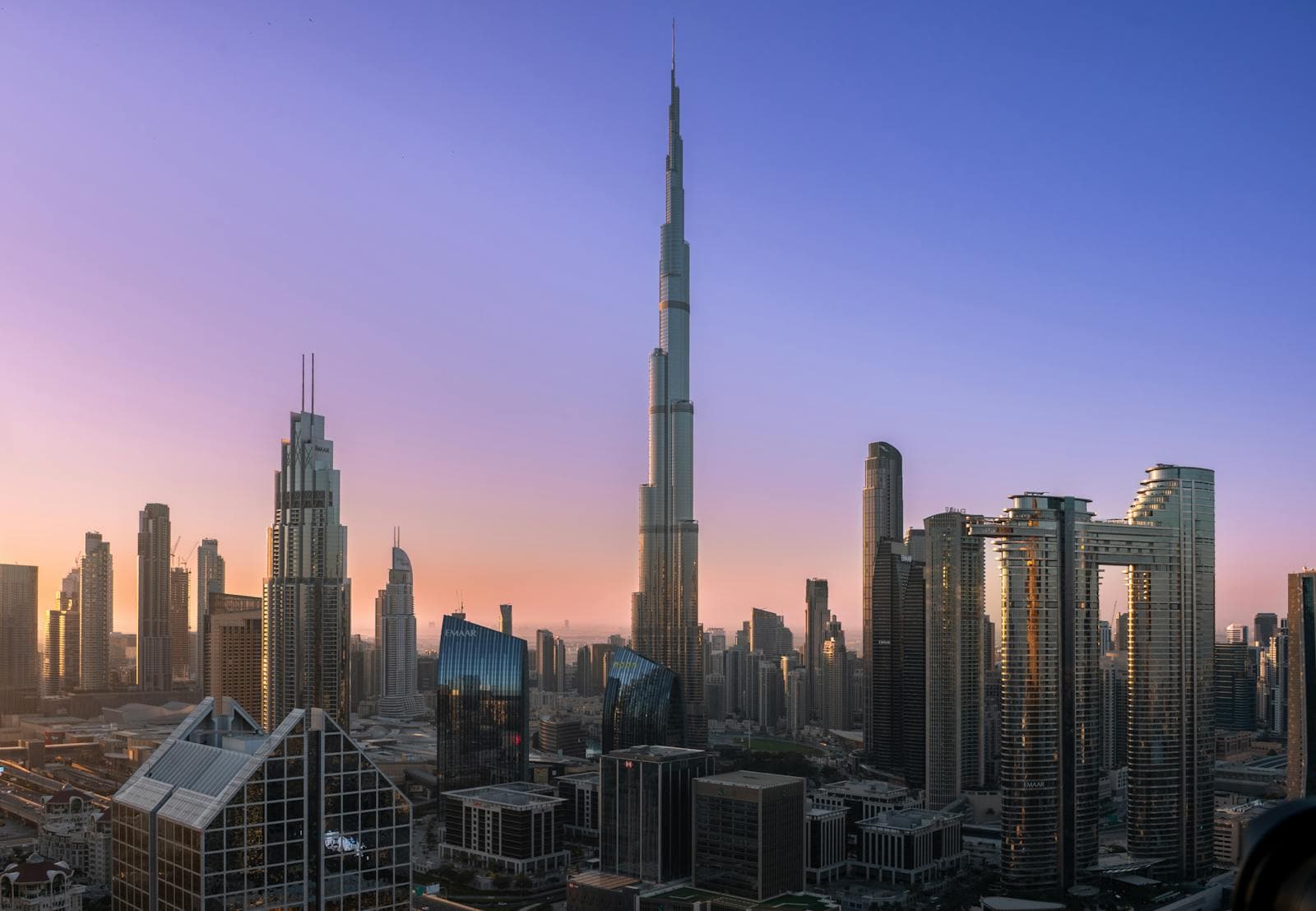 A residential building in evening light.