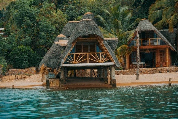 Tropical beachfront bungalows